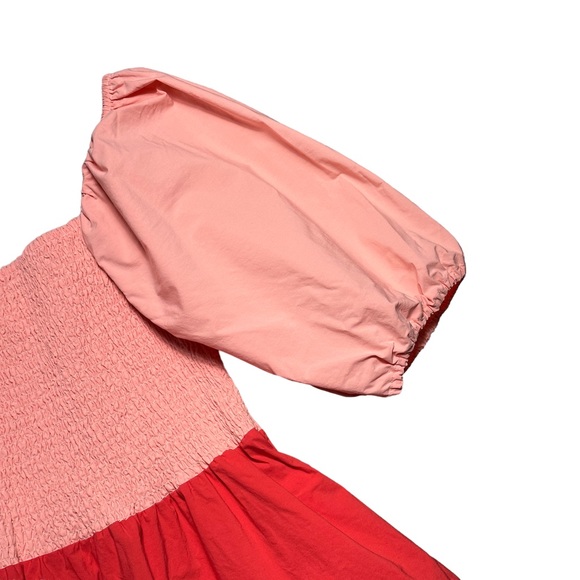 Rhode Eloise Puff Sleeve Colorblock Midi Dress in Strawberry Multi Colored US M - Picture 4 of 15
